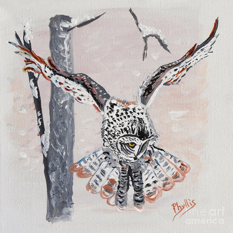 Great Gray Owl Painting By Phyllis Painting