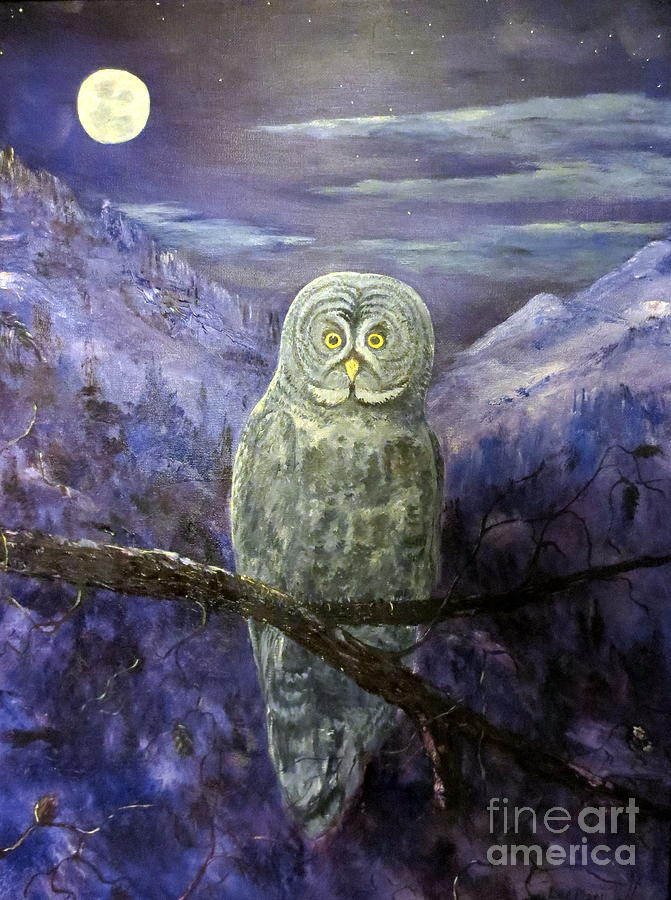 Great Grey Owl  Painting by Lee Piper