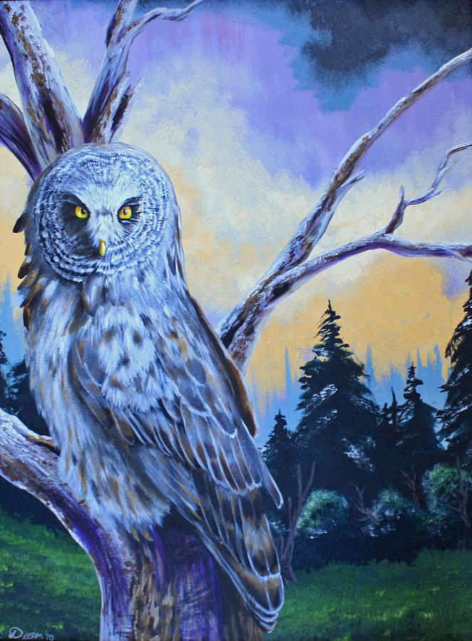 Great Grey Owl Painting by Virginia Simmons - Fine Art America