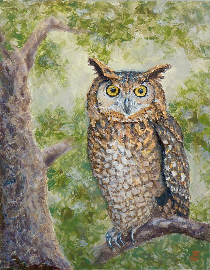 Great Horned Owl Painting by Joe Bergholm