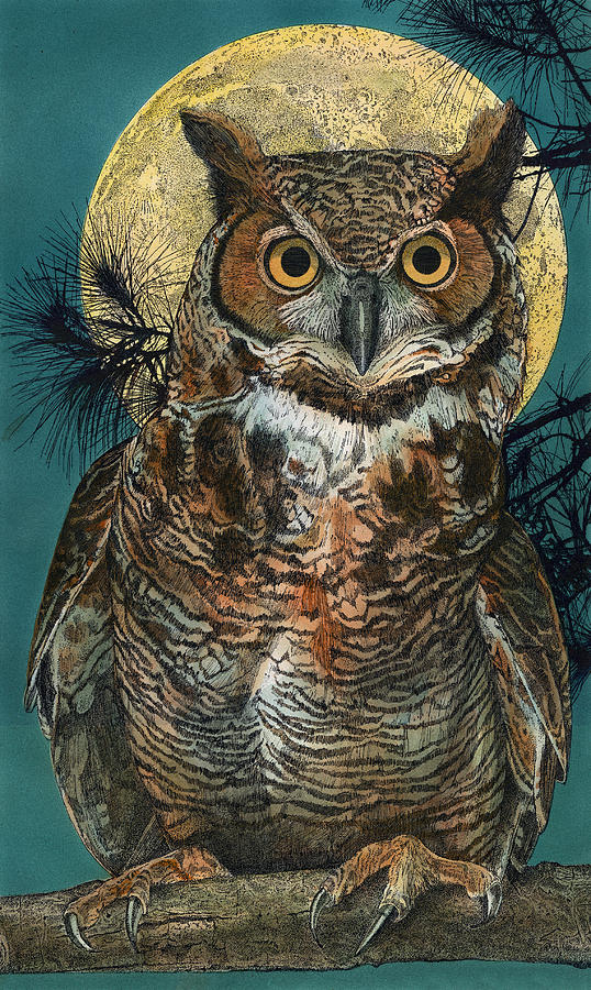 Great Horned Owl Painting by John Dyess