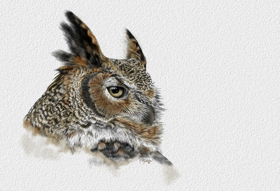 Great Horned Owl Digital Art by Kathie Miller