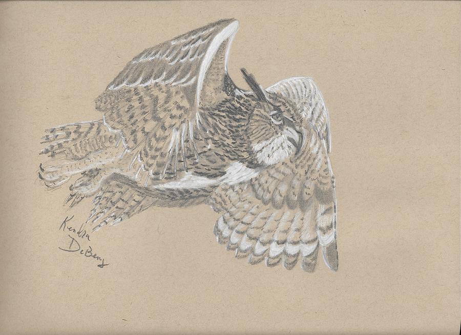 Owl Drawing - Great Horned Owl by Kendra DeBerry