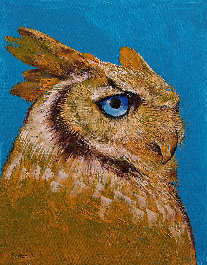 Gold Owl Painting by Michael Creese