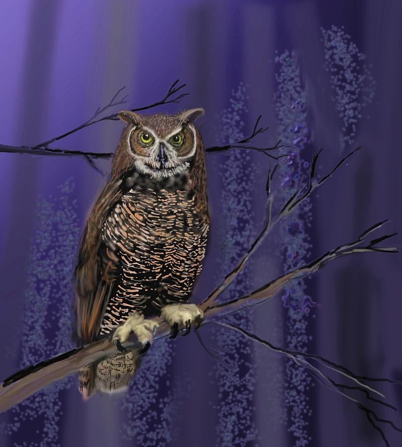 Great Horned Owl Painting by Robert Rearick