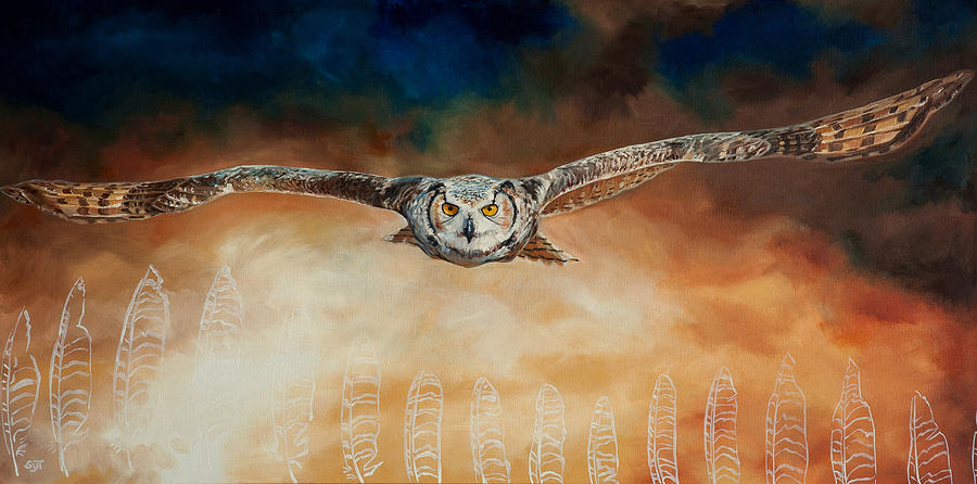 Great Horned Owl Painting by Shaila Yovan Tenorio