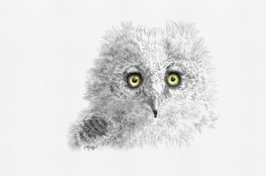 Great Horned Owlet Digital Art by Kathie Miller