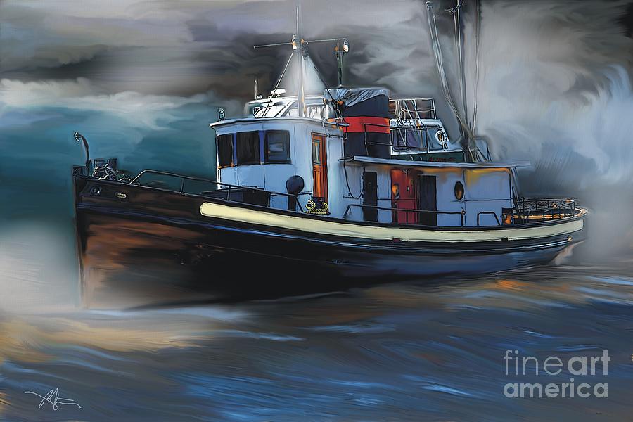 Great Lakes Tugboat Painting by Bob Salo