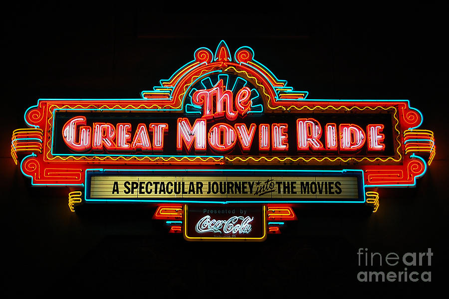 Great Movie Ride Neon Sign Hollywood Studios Walt Disney World Prints Photograph by Shawn OBrien