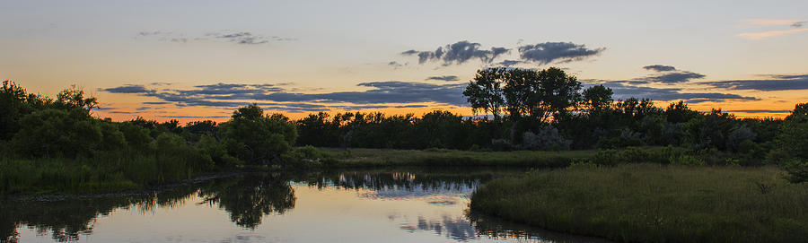 Great Plains Wetland Sunset Pano 2 Photograph by David Drew