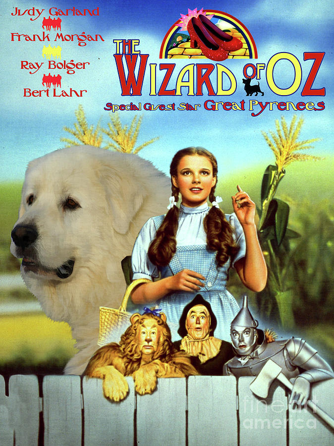 Great Pyrenees - Pyrenean Mountain Dog Art Canvas Print - The Wizard of Oz Movie Poster Painting by Sandra Sij