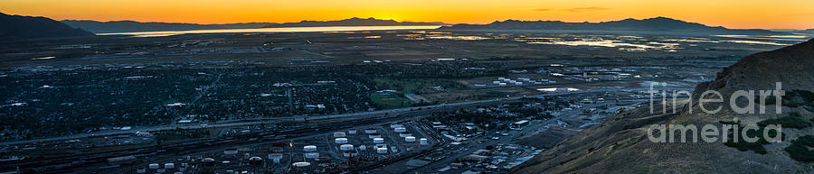 Great Salt Lake Sunset Ensign Peak Photograph by Gary Whitton