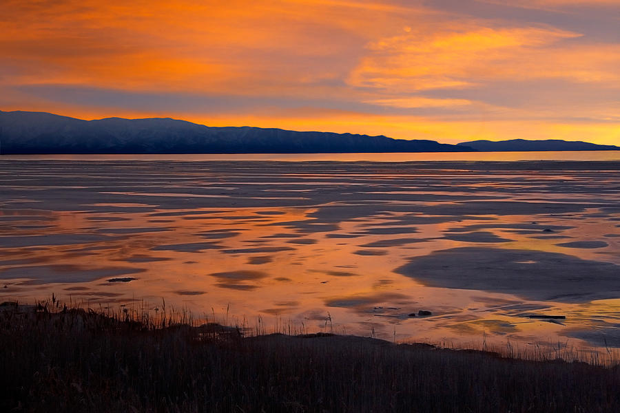 Sunset Photograph - Great Salt Lake Sunset by Douglas Pulsipher
