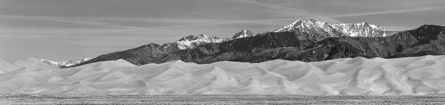 Great Sand Dunes National Park And Preserve Panorama Bw Photograph
