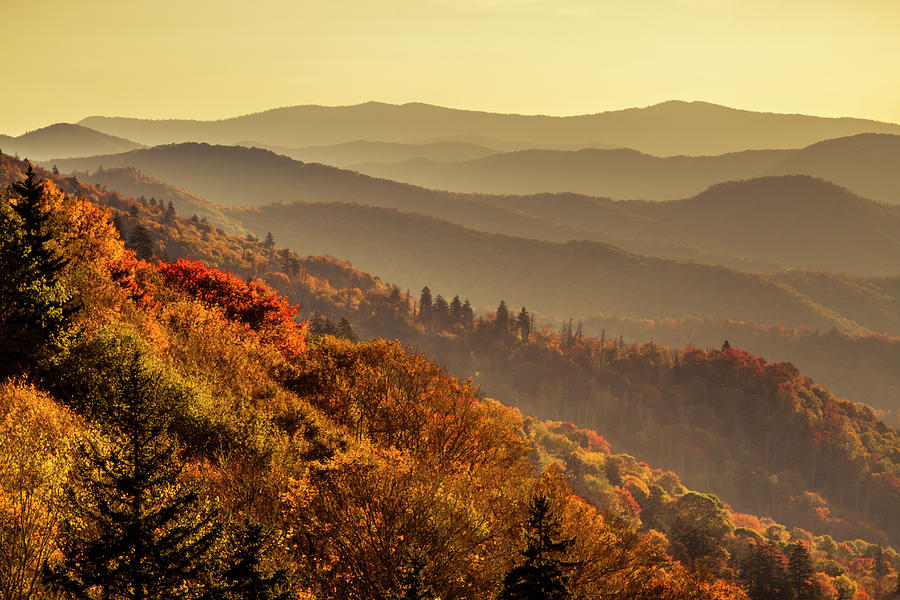 Great Smoky Mountains Hazy Fall Photograph by Teri Virbickis
