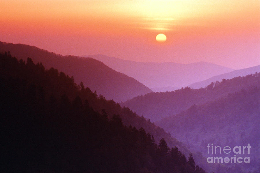 Sunset Photograph - Great Smoky Mountains National Park, Tn by Michael P. Gadomski
