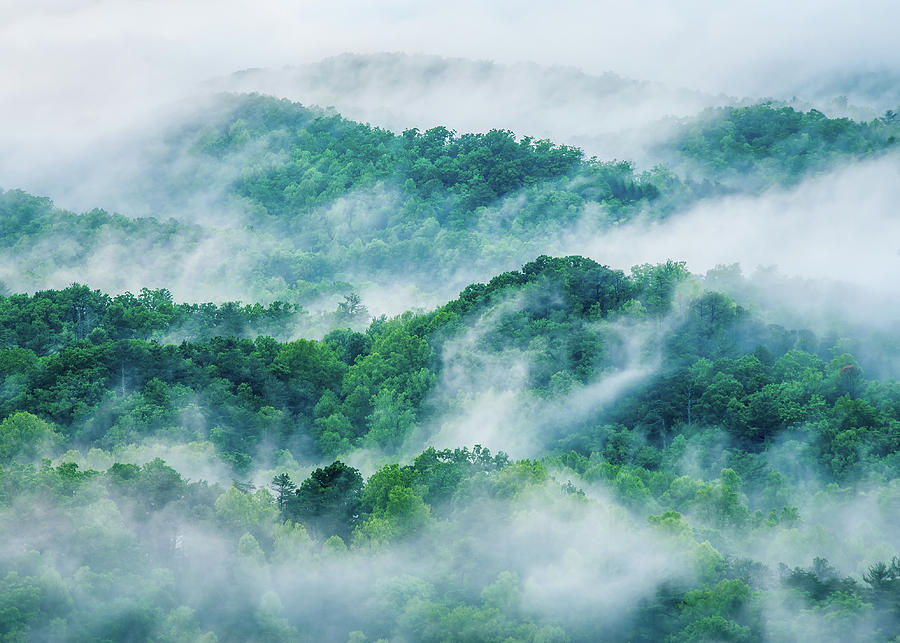 Great Smoky Mountains TN Smoke And Ridges  Photograph by Robert Stephens