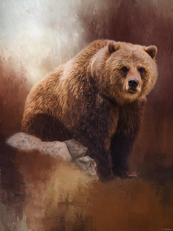 Wildlife Painting - Great Strength - Grizzly Bear Art by Jordan Blackstone
