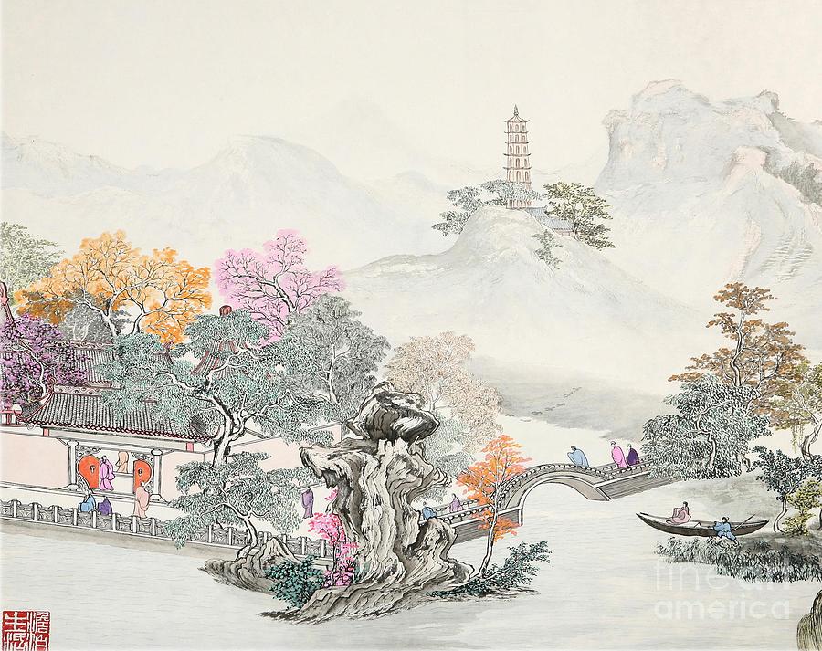 Great viewing on top of Mout Xi Painting by Minglou Chen | Fine Art America