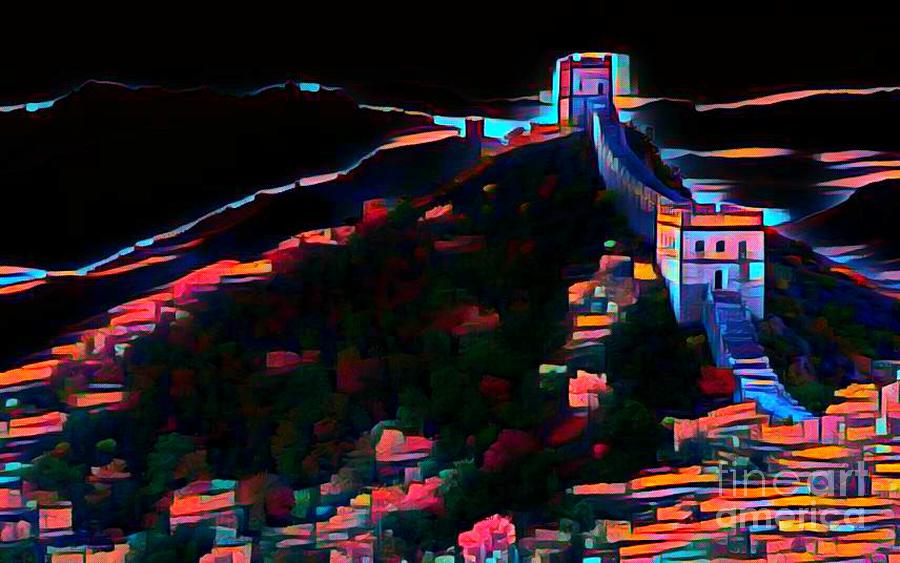 Abstracts Photograph - Great Wall Abstract Digital Painitng by Pd
