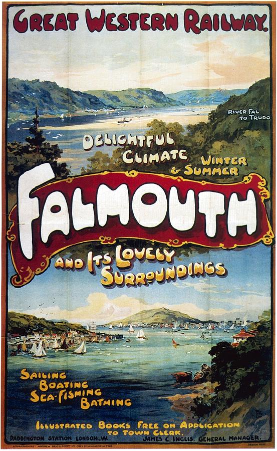 Great Western Railway - Falmouth - Retro Travel Poster - Vintage Poster Mixed Media