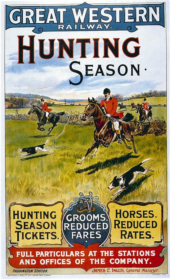 Great Western Railway - Hunting Season - Retro Travel Poster - Vintage Poster Mixed Media