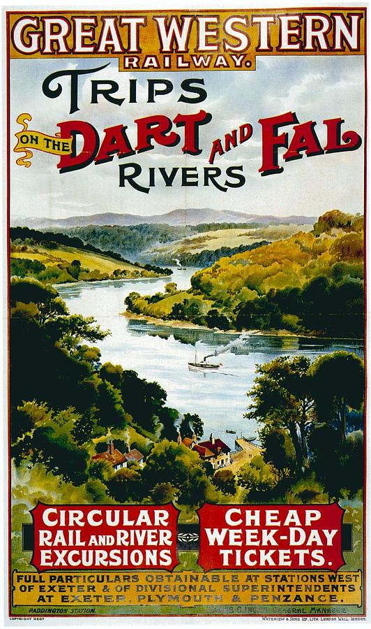Vintage Painting - Great Western Railway - Landscape Illustration - Vintage Advertising Poster for river cruises by Studio Grafiikka