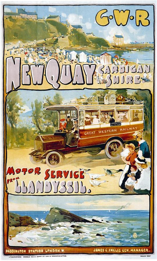 Great Western Railway - Motor Service from Llandyssil - Retro travel Poster - Vintage Poster Mixed Media by Studio Grafiikka