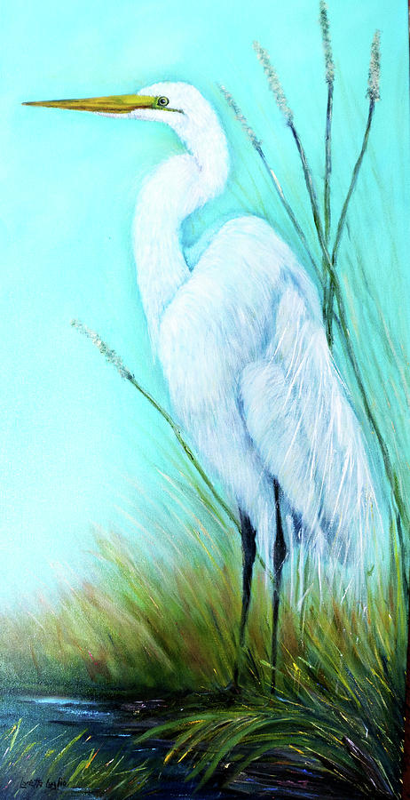 Great White Egret Painting by Loretta Luglio
