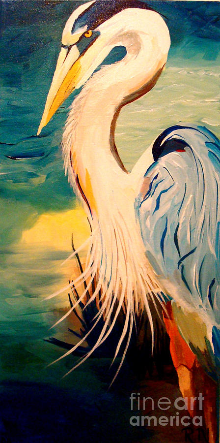 Great White Heron Painting by Becka Noel