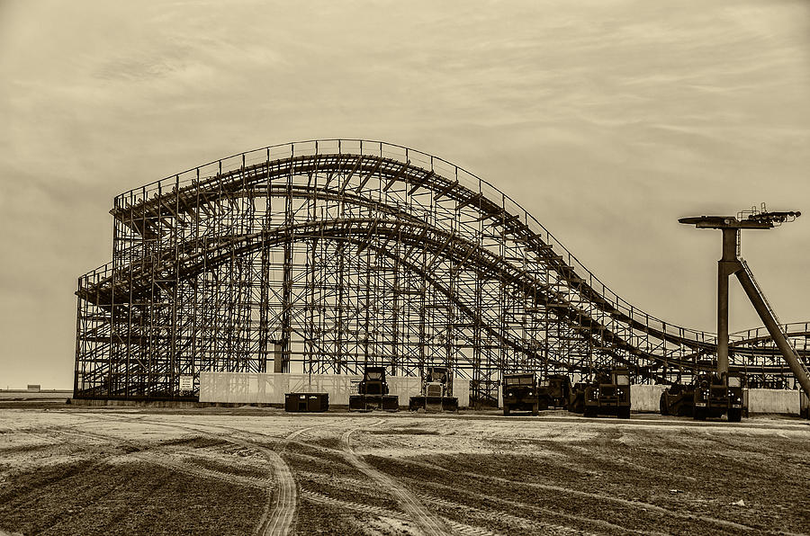 Beach Photograph - Great White Roller Coaster in Wildwood New Jersey by Bill Cannon
