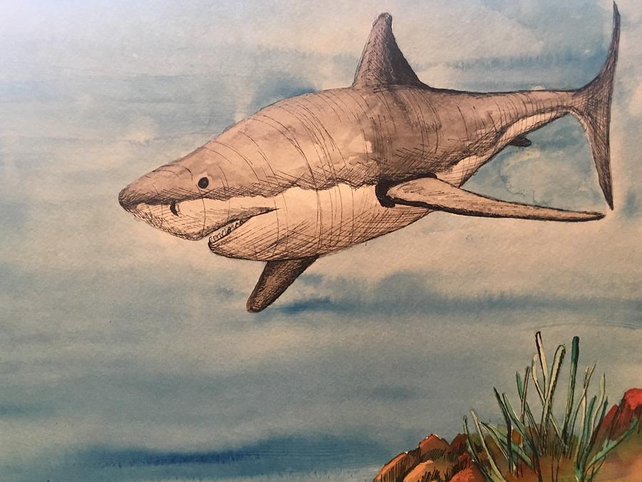 Great White Shark Painting by Mastiff Studios