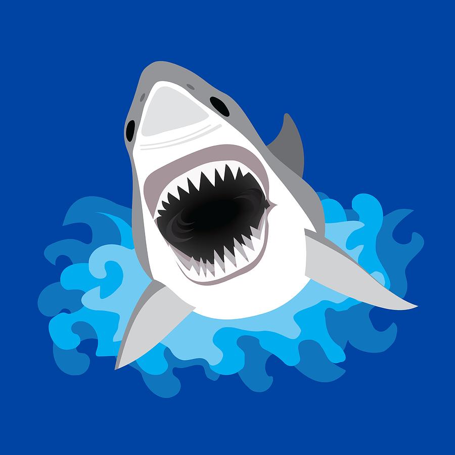 Sharks Digital Art - Great White Shark Leaps from Waves by Antique Images  