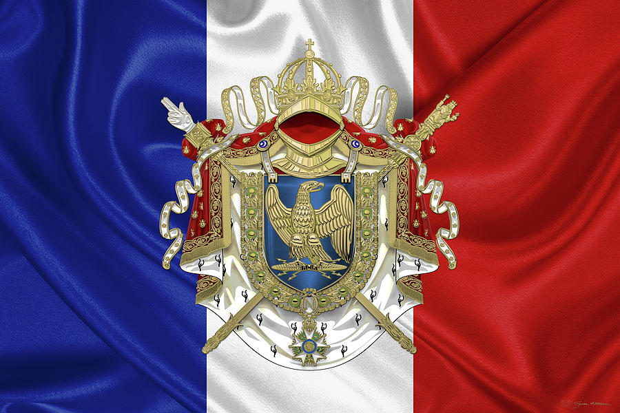 Greater Coat of Arms of the First French Empire over Flag of France Digital Art by Serge Averbukh