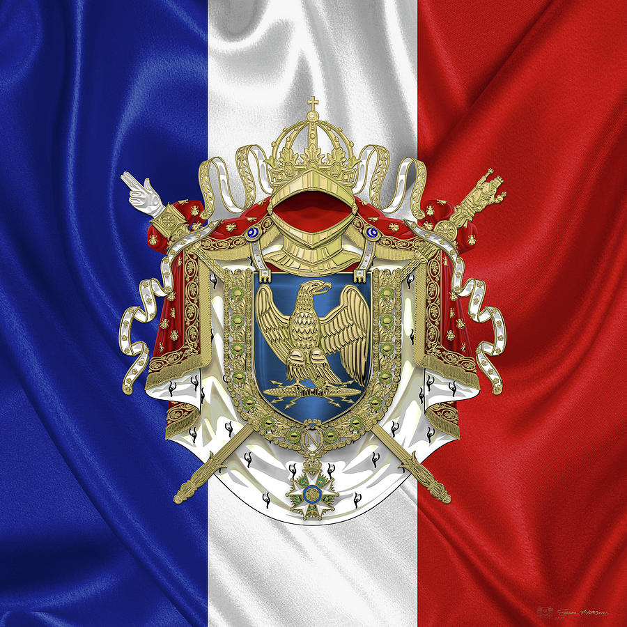 Greater Coat of Arms of the First French Empire over Flag Digital Art by Serge Averbukh