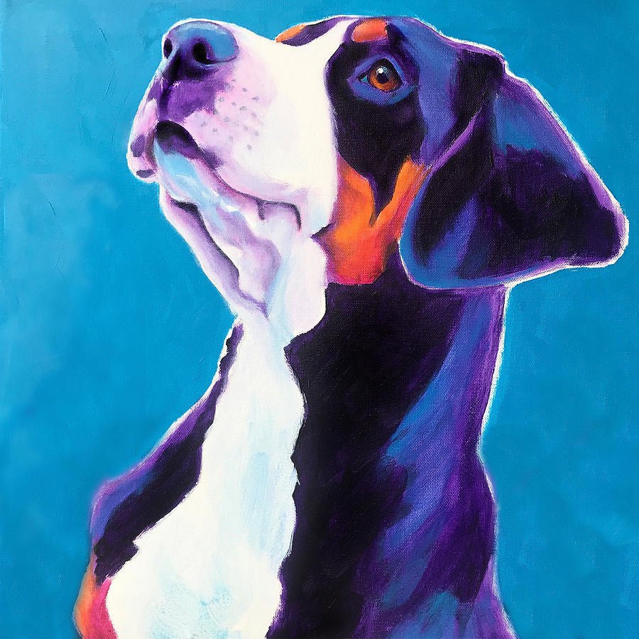 Greater Swiss Mountain Dog - Defender Painting by Dawg Painter