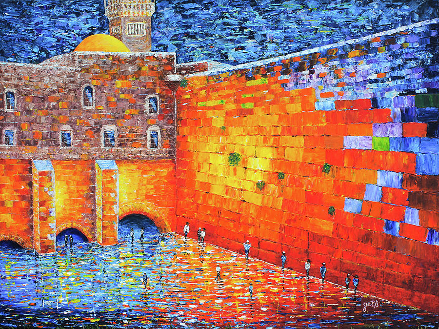 Wailing Wall Greatness In The Evening Jerusalem Palette Knife Painting Painting