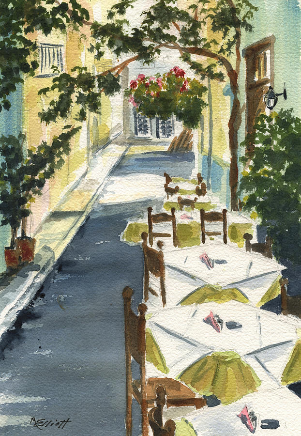 Grecian Taverna Painting by Marsha Elliott