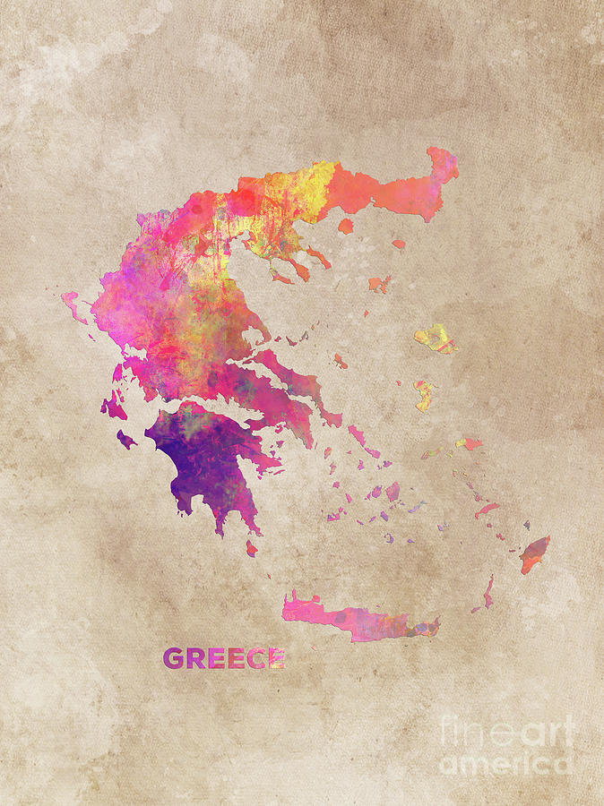 Greece Map Digital Art