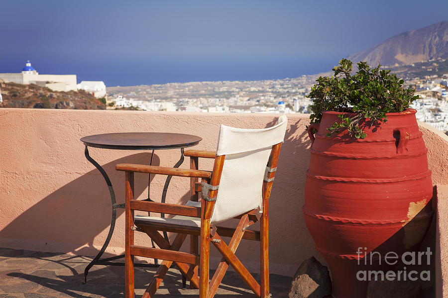Greek Photograph - Greece sun terrace by Sophie McAulay