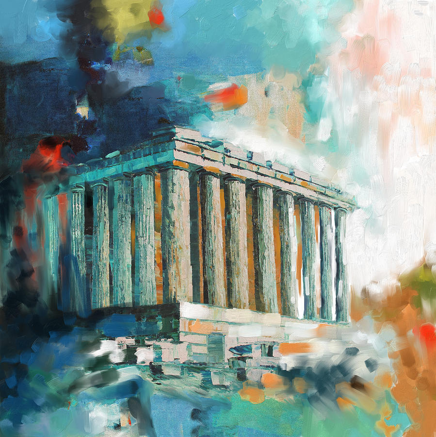 Greek Painting - Greece Temple Acropolis 169 2  by Mawra Tahreem