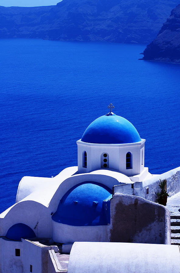 Greek blue vertical Photograph by Paul Cowan