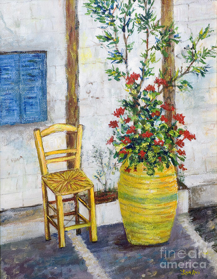 Greek Chair Painting by Lou Ann Bagnall
