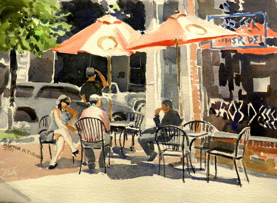 Greek Corner Lunch Painting by Martha Tisdale