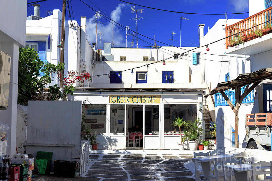 Greek Cuisine in Mykonos Town Photograph by John Rizzuto