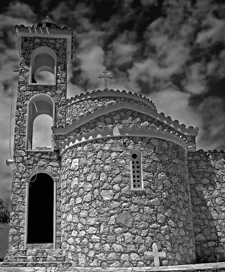 Greek Cypriot Church Monochrome Photograph by Jeff Townsend