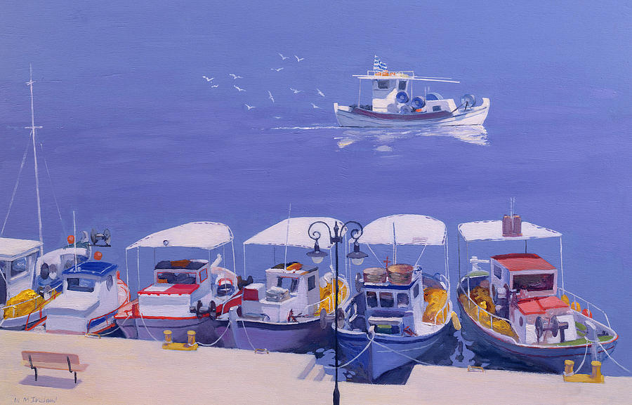 Greek Painting - Greek Fishing Boats by William Ireland