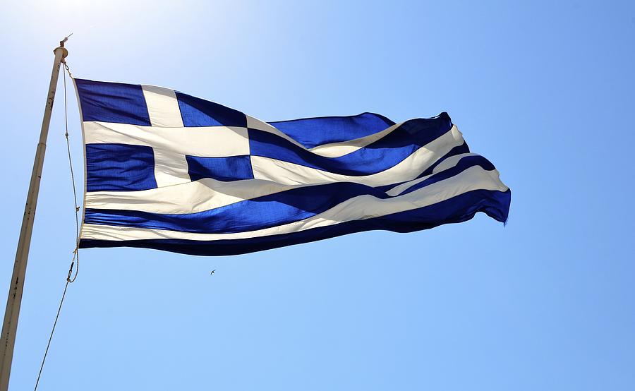Greek Photograph - Greek Flag by Corinne Rhode
