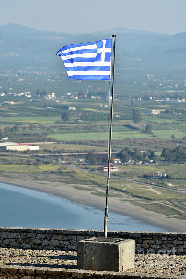 Greek flag on Palamidi castle Photograph by George Atsametakis