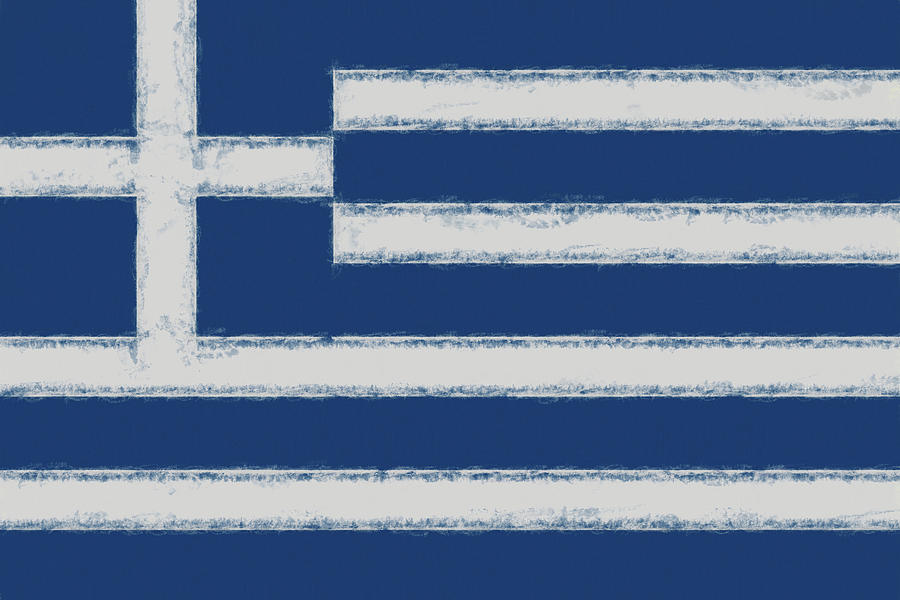 Greek Flag Smudged Digital Art by Roy Pedersen